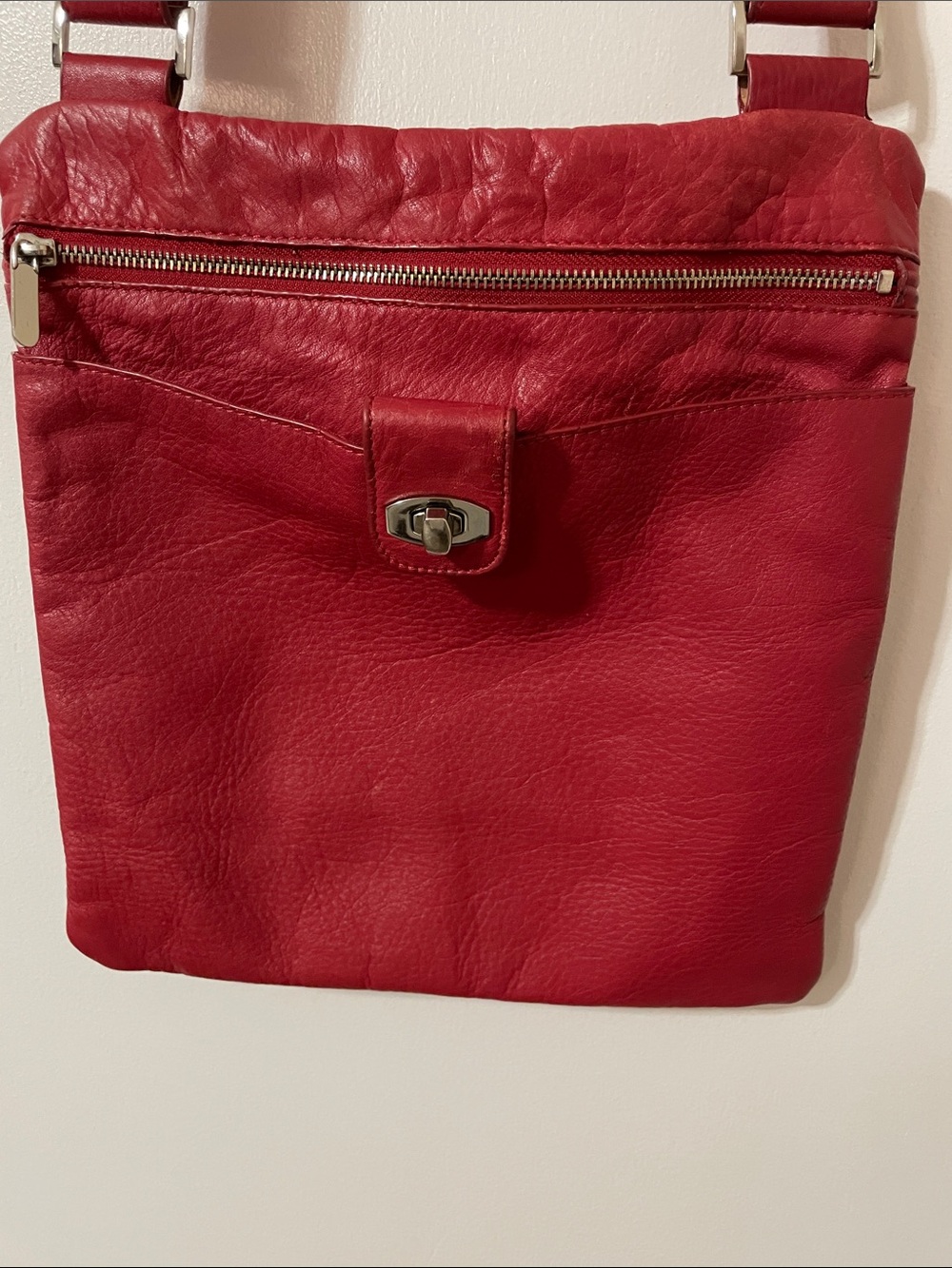 Danier Red Leather Crossbody with Turn-Lock *Selling as is